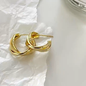 Lovelylife🔥2PCS/Set Twist geometris logam sederhana kepribadian wanita anting temperamen