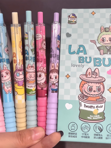 High Aesthetic Value Quick Dry Full Set Black Cartoon Click Pen Writing Tool Exam Special Neutral Ink Pen Cloud Grip Pen