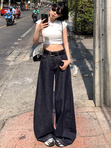 Quần Jeans Denim Ống Rộng Cạp Cao Thời Trang Mùa Xuân Quần Dài Thường Ngày Cho Nữ Quần Jeans Denim Cổ Điển Dáng Rộng