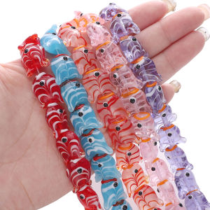 1PC 18x15mm Glass Striped Fish Shape Beads Loose Spacer Beads For Handmade Bracelet Necklace Earring Keychain DIY Craft Jewelry Making Accessories