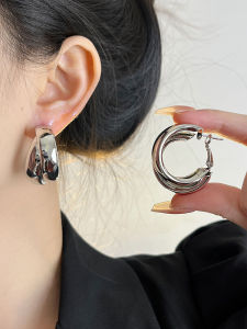 Designer Minimalist Cold Geometry Metal Ring Earrings & Luxury Exaggerated Circle Ear Jewelry