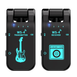2.4G Wireless Guitar System – Black Transmitter & Receiver for Electric Guitar EWI Bass