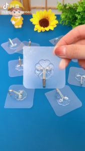 2PCS Transparent Adhesive Wall Hook Reusable Antiskid Traceless Heavy Duty Stick on Bathroom Kitchen