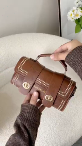 RAINSMORE Vintage Rivet Stylish Versatile Daily Handbag Crossbody Bag