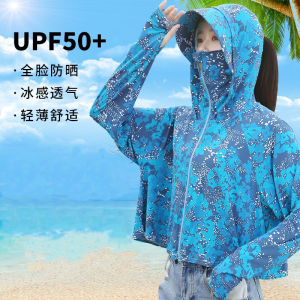 Womens Summer New Ice Silk Thin Breathable Quick Dry UV Protection Clothing Coat Floral Patterned Cool Feeling Lightweight Outerwear
