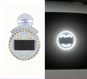 Solar Powered Car Smiley Face LED Warning Light Suction Cup Wireless Rear Window Light Windshield Flashing Atmosphere Lamp