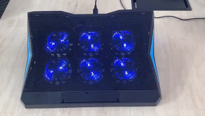 RICHMENT Q3 ICE COOREL Laptop Cooling Pad with 6 Cooling Fans Cooling Pad for Laptop Fan 12-15.6 Inch Laptop Cooler Stand with 6 Height Adjustable Notebook Cooler Pad with Two USB Port