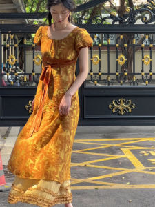 Original Design Summer High Waist French Style Elegant White Long Dress Amber Dream Empire Wind Womens Fashion Dress