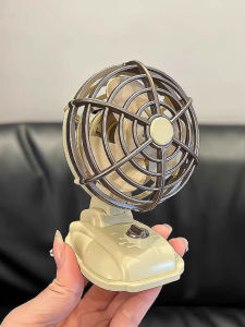 Retro Mini Portable USB Charging Desk Fan High Wind Power Student Office Desk Fan Is Also a Ornament Vintage Style Hong Kong Wind