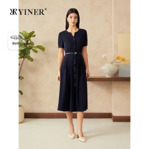 Elegant French Style Slim Fit Soft and Bouncy Air-Silk Feel Dress