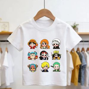 Bandai | 2026 One Piece Japanese Anime Printed Cotton Top Boy Childrens Short Sleeve Luffy One Piece Child T-shirt