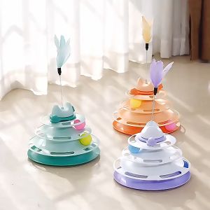 👑Pet Store👑รางบอลแมว3ชั้น ของเล่นแมว รางบอลแมว รางบอล3ชั้น ของเล่นน้องแมว รางบอลทาวเวอร์ รางบอล พร้อมลูกบอลคละสี ✨พร้อมส่ง✨