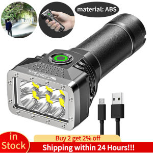Super bright Flashlight Rechargeable Usb LED torch light mini flashlight waterproof original torchlight powerful Flashlight 6 LED light rechargeable lamp camping light Emergency light rechargeable 12 hours flashlight heavy duty torch light 100000 lumens