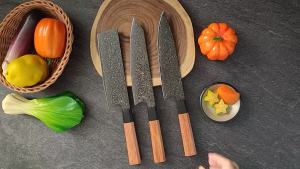 Hand Forged Sharp Damascus Steel Kitchen Knive Vegetable Meat Sashimi Kitchen Chef Wood Handle Utility Knife Cooking Kitchenware