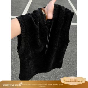 Zebra Stripe V-Neck Sleeveless Shirt Male Summer Sportswear