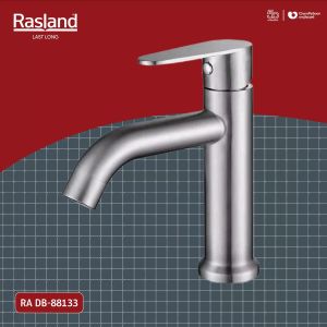 ก๊อกอ่างล้างหน้า สแตนเลส RASLAND ผลิตจากสแตนเลส 304 สำหรับติดตั้งบนเคาน์เตอร์ รับประกันไส้วาล์ว 10 ปี | RA DB-88133
