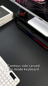 BOW Contour Side-Engraved RGB Backlight Keyboard Tri-mode Connection Bluetooth Wireless Wired Type-c Rechargeable Quiet Office for Desktop Laptop Tablet