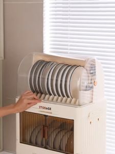 Dish Cabinet With Cover Foldable Dish Rack Drainer Drying Rack Aesthetic With Cover For Plates Bowls
