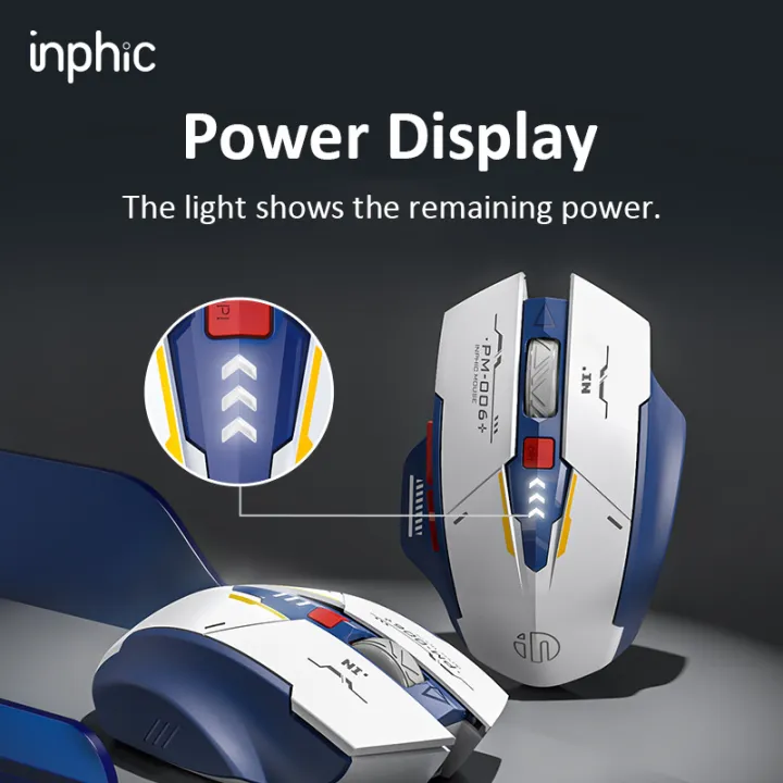 Inphic F9 Wireless Mouse Rechargeable Sci-Fi Mecha Style 2400dpi Silent Office Mouse 2.4G Mice For Laptop PC with 2.4G USB Receiver