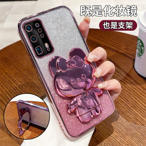 Huawei P40 pro plus Silicone Phone Case Full Cover Anti-Fall Curved Surface Female Version with Stand Luxury Soft Back Cover