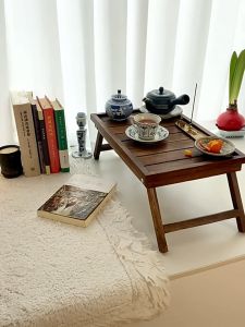 โต๊ะญี่ปุ่น โต๊ะทํางานสไตล์ญี่ปุ่น โต๊ะพับไม้วางโน้ตบุ้คขาพับเก็บได้ โต๊ะกินข้าว