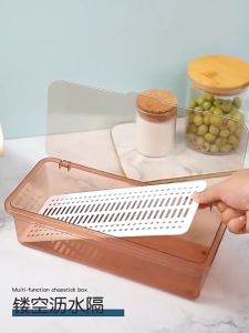 ALLSHOP Kitchen Tableware spoon and fork drainer organizer with cover makeup bins storage