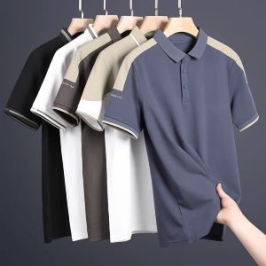 Ultra-Thin Breathable Mens Polo Shirt Short Sleeve Casual Business Summer T-Shirt Color Block Simple Paul Style Lightweight