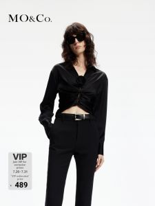 MO&Co. | Cool Touch Acetate Fabric Handmade Rose Embroidery Short Top