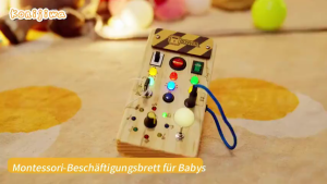 SG 【Ready Stock】Hoarosall Montessori Wooden Busy Board: 8 LED Light Switches – Sensory & Travel Toy for 1+ Year Olds