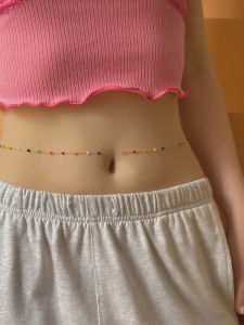 คริสตัลลูกปัดเอวสําหรับผู้หญิง INS สไตล์ Body CHAIN กับพู่รอบหัวเข็มขัดสี Candy SINGLE Lap Smooth FINISH