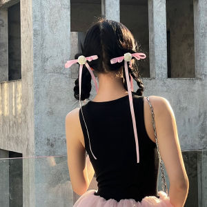 Velvet Rose Flower Hair Clip Small Size with Bow Tie Satin Band Womens New 2025 Elegant Hair Accessories Hairpins