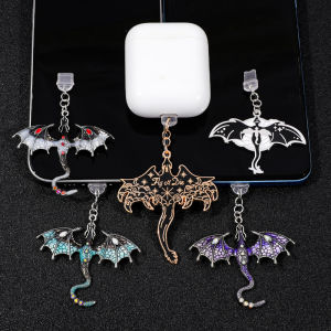Gothic Fantasy Dragon Phone Dust Plug Metal enameCharm for iPhone/Android/AirPods Earphone Jack & Charging Port Anti - Dust Plug