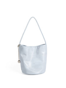 Dotlyn Womens Bucket Bag Soft Leather Handheld Shoulder Bag Fashionable Commuting Bag Retro Simple Korean Style Handbag