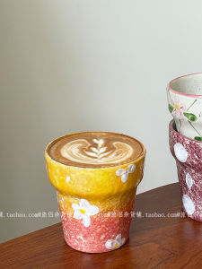 Ganzhou Purple Clay Retro Wide-Mouth Coffee Cup Hand-Painted Pour-Over Latte Cup Owners Cup for Dining And Coffee Brewing