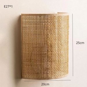 JOYINLED Rural Style Rattan Wall Lamp Simple Shade Surface Mounting Light for Living Room Corridor Bedroom Dia.20 Led Lighting