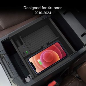 Car Wireless Charger For Toyota 4runner 2010-2024 2023 Center Console Organizer Tray Wireless Phone Charging Pad for Toyota 5th Gen SR5 TRD Truck Accessories 2021 2020