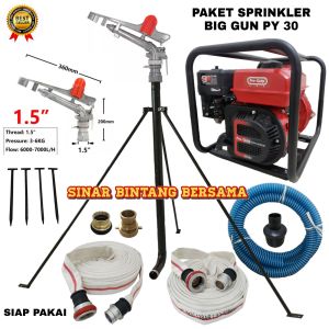 PAKET HEMAT SPRINKLER BIG GUN PY-30 RADIUS 20-30 METER KOMPLIT POMPA PEMADAM 9 HP