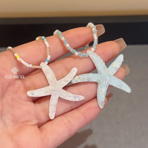 Dây chuyền nữ Eleanor Accessories mặt hình sao biển phối chuỗi bi phụ kiện trang sức vòng cổ 9947