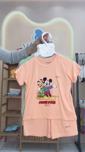 Bộ cộc tay cài vai in hình Mickey BT062 chất vải mềm mịn đồ bộ trẻ em cao cấp bé trai bé gái