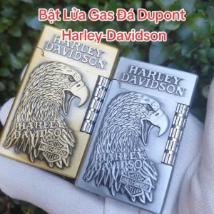 Bật Lửa Gas Đá Dupont Harley-Davidson ( Màu Vàng - Bạc ) Hộp Quẹt Gas Đá Lửa Thường