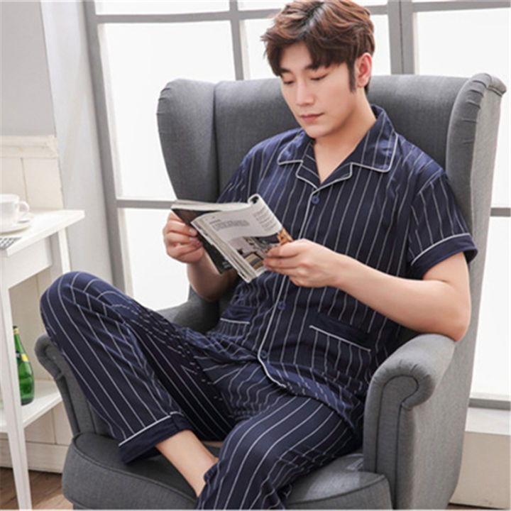 Men's Pajamas Short Sleeve Men Clothing Korean Sleepwear Male Homewear Mens  Pyjamas High Quanlity Nightwear Lazada