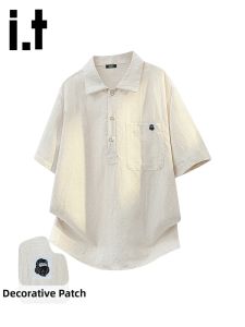 FINGERCROXX | Old Money Style Short Sleeve Linen Tencel Men Polo Shirt