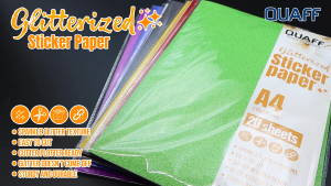 All U Want - QUAFF A4 Glitterized Paper Sticker Sheets for Arts Decorations & Invitations