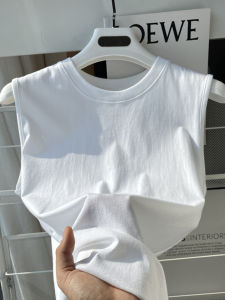 Áo Thun Cotton Màu Trắng Dành Cho Nữ Mùa Hè Mới Rộng Rãi Đa Năng Không Tay Áo Thun Thể Thao Thường Ngày Không Tay