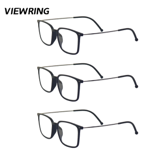 Viewring 1/2/3pcs TR90 Anti Blue Light Reading Glasses for Men Women Square Black Frame Ultra Light HD Presbyopia Eyeglasses