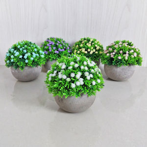 Azgalery PBP124 / Tanaman Hias Bunga Plastik Sepaket Pot Mini Artificial Rumput Soka Decoration Flower Ornamen Hiasan Pajangan Ruangan Rumah Buatan / COD