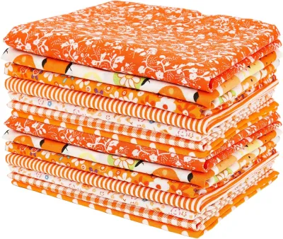 14Pcs orange cute series cotton square sewing fabric 7 designs suitable for patchwork sewing quilting handmade DIY decoration