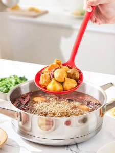 kochblume | Silicone Non-stick Integrated Long Handle Slotted Spoon