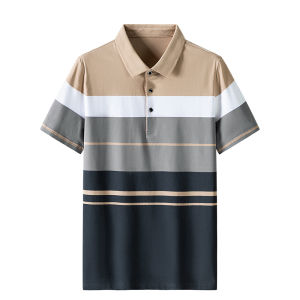 Áo Thun Polo Nam Tay Ngắn Mùa Hè Cổ Polo Kẻ Sọc Màu Trơn Cotton Nguyên Chất Thường Ngày Công Sở Thường Ngày Tay Ngắn Cổ Polo