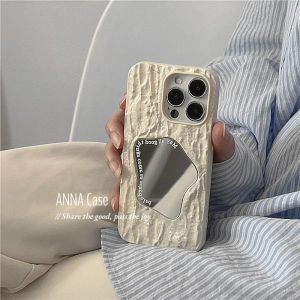 High-End Milk White Cement Paint Texture Mirror Phone Case for Apple 16Promax iPhone 15/13Promax New Model 14 Full Cover 12 Anti-Fall Protective Case Women